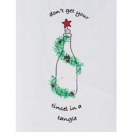 Corkpops 00255 Holiday Bar Towel - "Don't Get Your Tinsel In A Tangle"