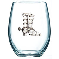 Corkpops 0500-001-200 Cowboy Boot Jeweled Wine Glass Stemless