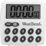 West Bend Easy to Read Digital Magnetic Kitchen Timer Features Large Display and Electronic Alarm, White