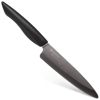 Kyocera Innovation Series Ceramic 5" Slicing Knife, with Soft Touch Ergonomic Handle-Black Blade, Black Handle