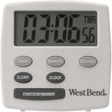 West Bend Easy to Read Digital Magnetic Kitchen Timer Features Large Display and Electronic Alarm, White