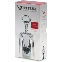 Vinturi Wing Corkscrew Wine Built-in Bottle Opener, Silver