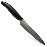 Kyocera Advanced Ceramic Revolution Series 5-inch Micro Serrated Tomato, Utility Knife, Black Blade