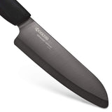 Kyocera Innovation Series Ceramic 6" Chef's Santoku Knife with Soft Touch Ergonomic Handle, Black Blade, Black Handle