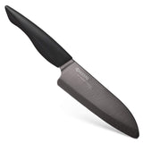 Kyocera Innovation Series Ceramic 5.5" Santoku Knife, with Soft Touch Ergonomic Handle-Black Blade, Black Handle