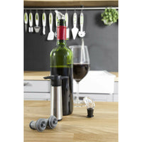 The Original Vacu Vin Wine Saver with 2 Vacuum Stoppers and 2 Wine Servers - Stainless Steel