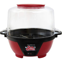 West Bend 82505 Stir Crazy Electric Hot Oil Popcorn Popper Machine Offers Large Lid for Serving Bowl and Convenient Storage, 6-Quart, Red