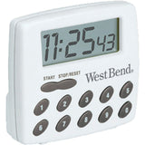 West Bend Easy to Read Digital Magnetic Kitchen Timer Features Large Display and Electronic Alarm, White