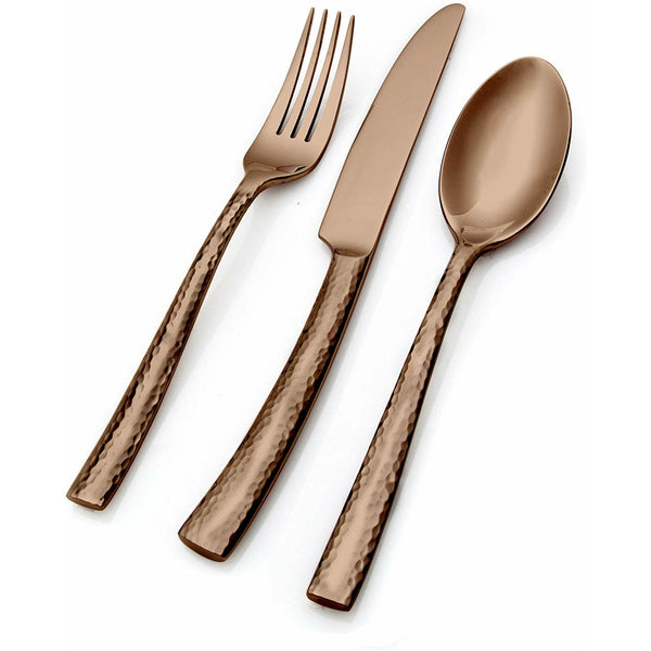 Hampton Forge- Essenstahl – 20 Piece Flatware Set – Hammered Vintage Farmhouse Style - Service for 4 Dinnerware | Silverware set – Copper