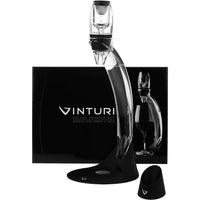 Vinturi Deluxe Essential Red Pourer and Decanter Tower Stand Set Easily and Conveniently Aerates Wine by the Bottle or Glass and Enhances Flavors with Smoother Finish, Black