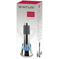 Vinturi Electric Rechargeable Wine Opener with Base and Foil Cutter, Silver