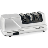 Chef’sChoice 130 Professional Electric Knife Sharpening Station for Straight and Serrated Knives Diamond Abrasives and Precision Angle Guides Made in USA, 3-Stages, Platinum