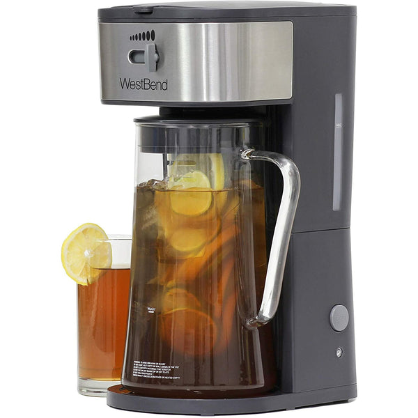 West Bend Fresh Iced Tea and Coffee Maker Includes an Infusion Tube to Customize the Flavor and Features Auto Shut-Off, 2.75 Quart, Black