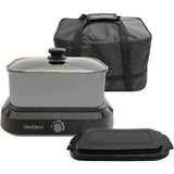 West Bend 87905 Large Capacity Non-stick Versatility Slow Cooker with 5 Different Temperature Control Settings Dishwasher Safe Includes a Travel Lid, 5-Quart, Silver