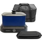 West Bend 87905B Large Capacity Non-stick Versatility Cooker with 5 Different Temperature Control Settings Dishwasher Safe Includes a Travel Lid, 5 quart, Blue