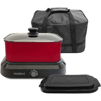 West Bend 87905R Large Capacity Non-Stick Versatility Slow Cooker with 5 Different Temperature Control Settings Dishwasher Safe, 5-Quart, Red