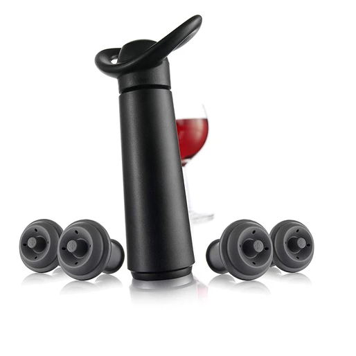 Vacu Vin Wine Saver Concerto with 4 Stoppers  - Black