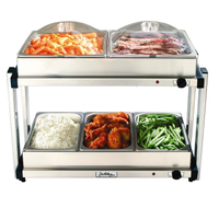 BroilKing MLB-25P Professional Multi-Level Buffet Server w/Stainless Base & Plastic Lids