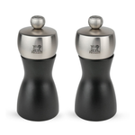 Peugeot 2/21283 Fidji Stainless Steel Salt and Pepper Mill Set, 12cm/4 3/4-Inch, Black Matte