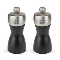 Peugeot 2/21283 Fidji Stainless Steel Salt and Pepper Mill Set, 12cm/4 3/4-Inch, Black Matte