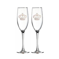 Corkpops 0100-001-601 Aurora Borealis Crown Jeweled Champagne Flute Double