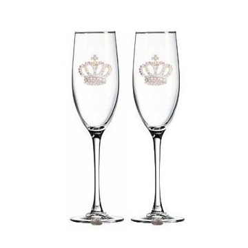 Corkpops 0100-001-601 Aurora Borealis Crown Jeweled Champagne Flute Double