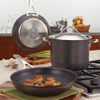 ANOLON 8-QT. Covered Stockpot, Dark Gray