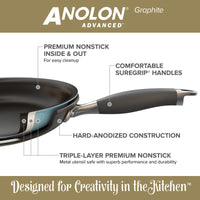 ANOLON 5-QT. 14" Skillet With Helper Handle, Gray