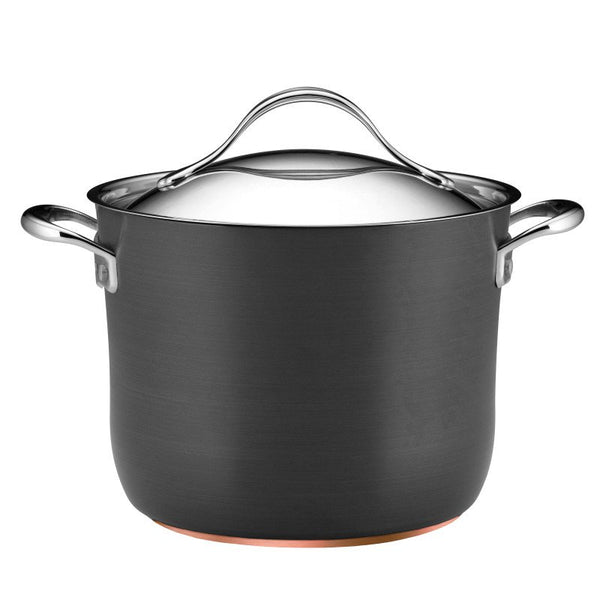 ANOLON 8-QT. Covered Stockpot, Dark Gray